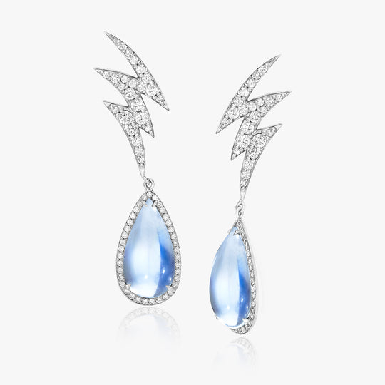 Aretes colgantes de piedra lunar azul