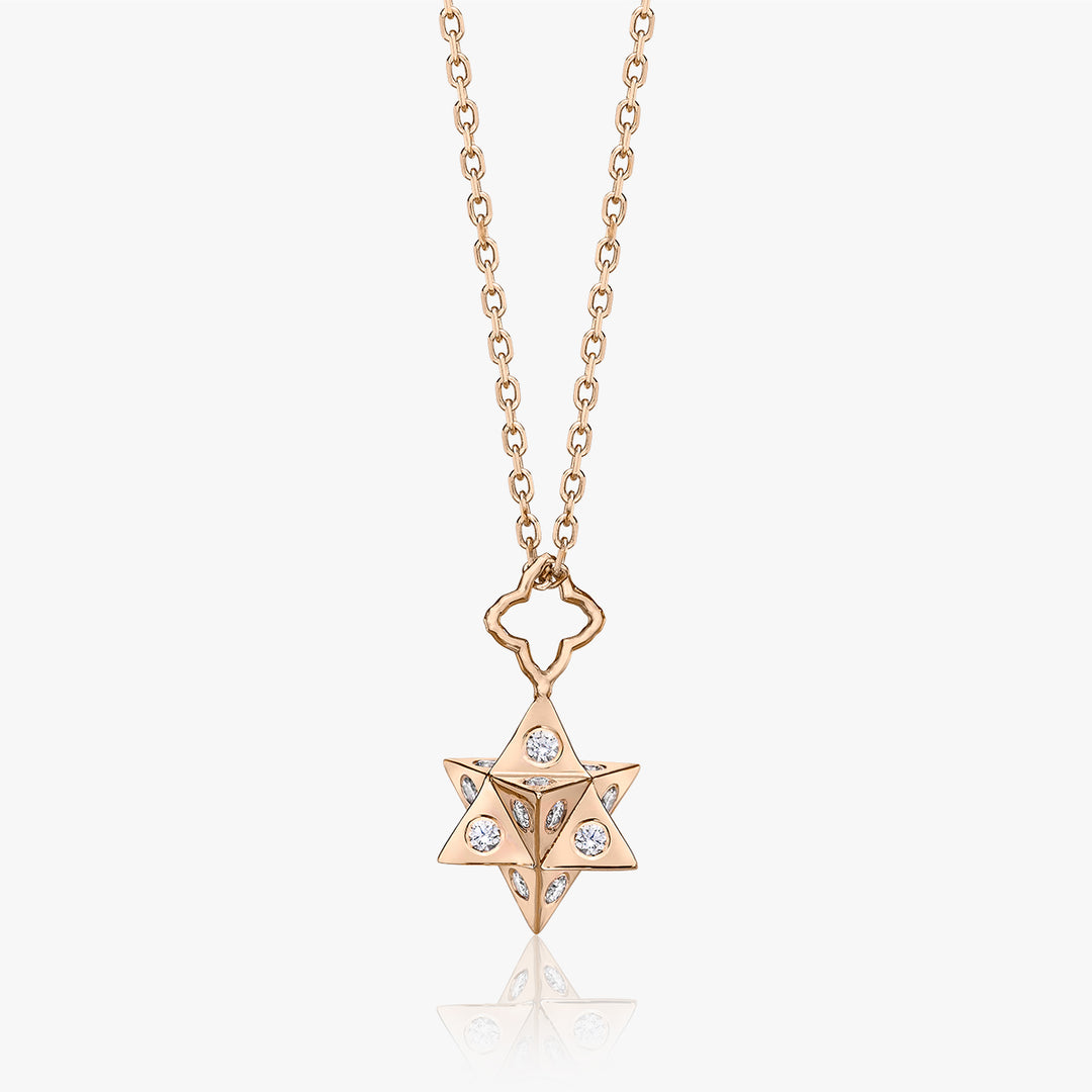 Merkabah Necklace 18 Karat Pink Gold with Diamonds