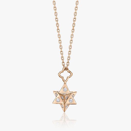 Merkabah Necklace 18 Karat Pink Gold with Diamonds