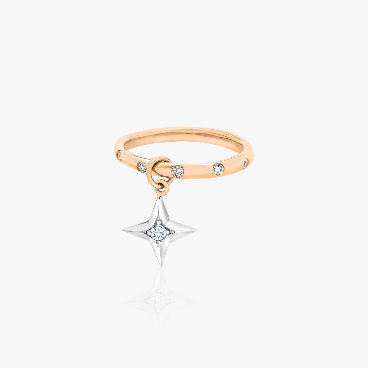 18K Yellow Pink White Gold Diamond Idylle Blossom Stackable Ring 7