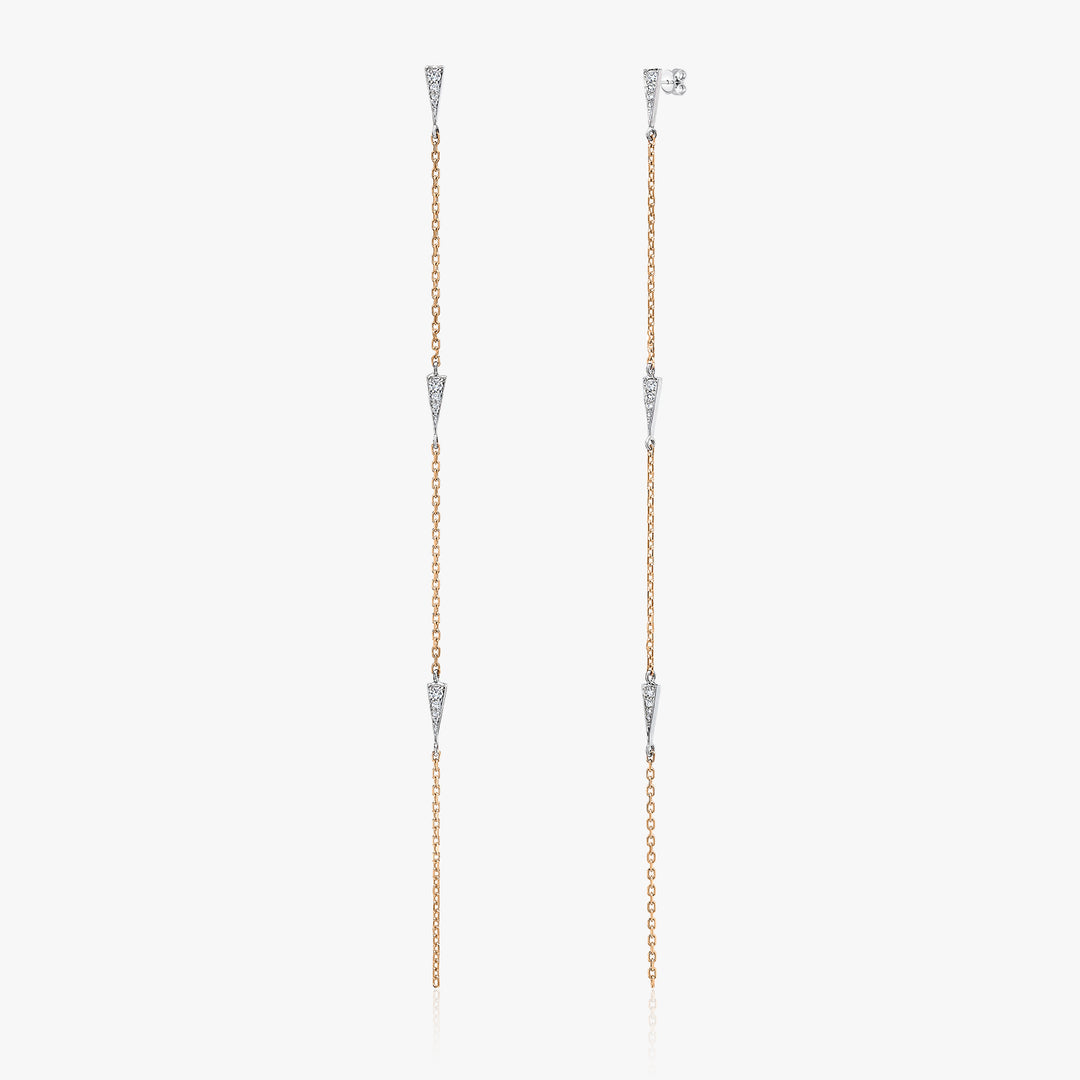 Aretes de cadena con un solo rayo de luz