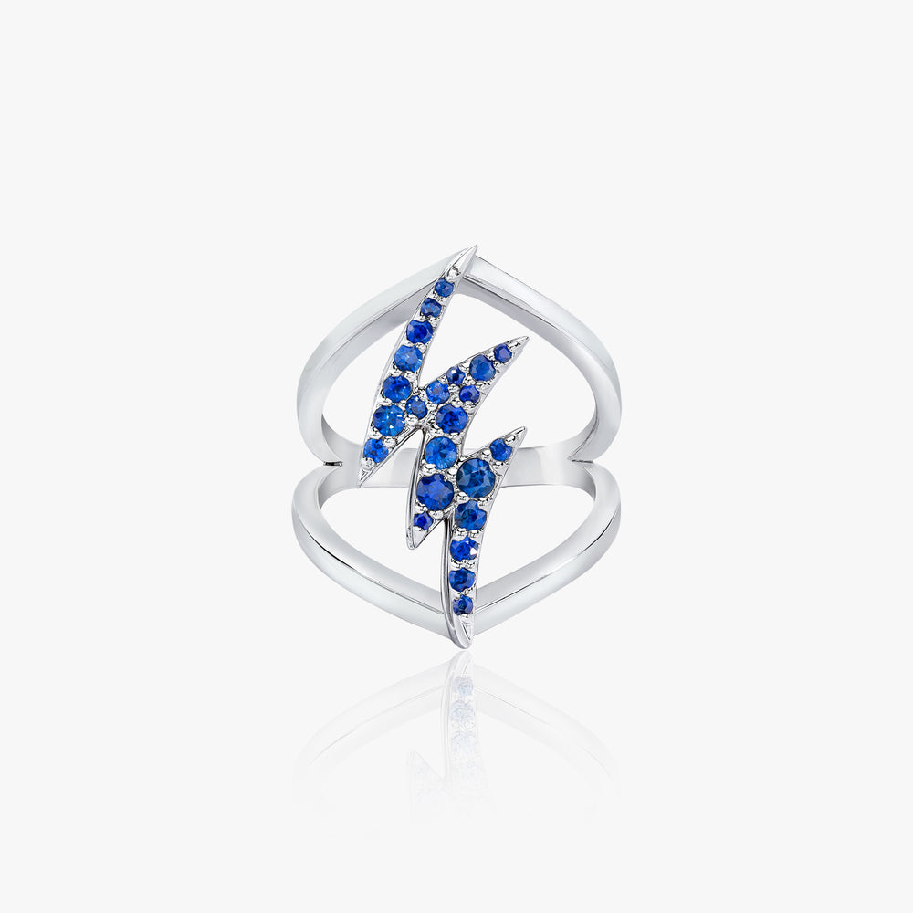 Lilly Street Fine Jewelry - Hero Ring 18 Karat White Gold Blue Sapphire