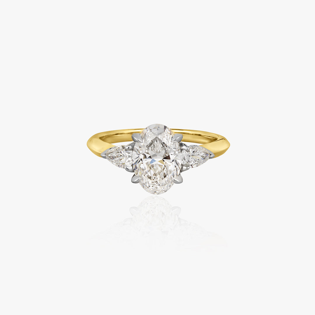 Oval Diamond Pear Lotus Engagement Ring
