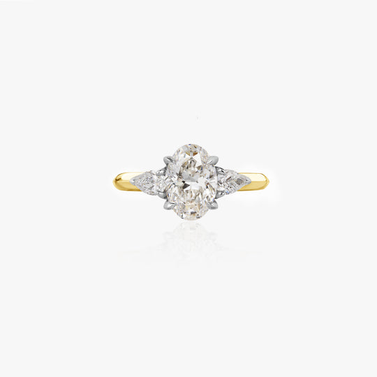 Oval Diamond Pear Lotus Engagement Ring