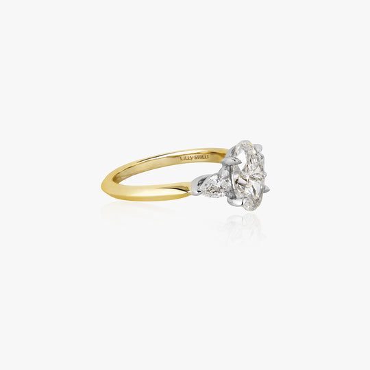 Oval Diamond Pear Lotus Engagement Ring