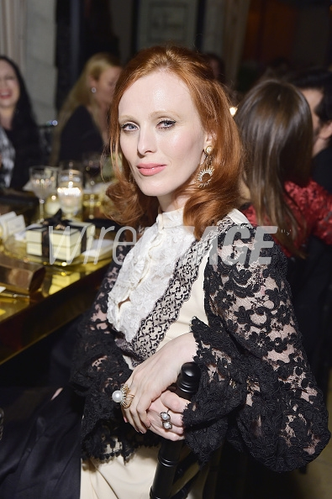 Karen Elson Wearing Lilly Street's Radiance Sea Queen Ring and the Radiance Valiance Earrings with the Helios Chain Jackets to the launch of her collaboration with Jo Malone