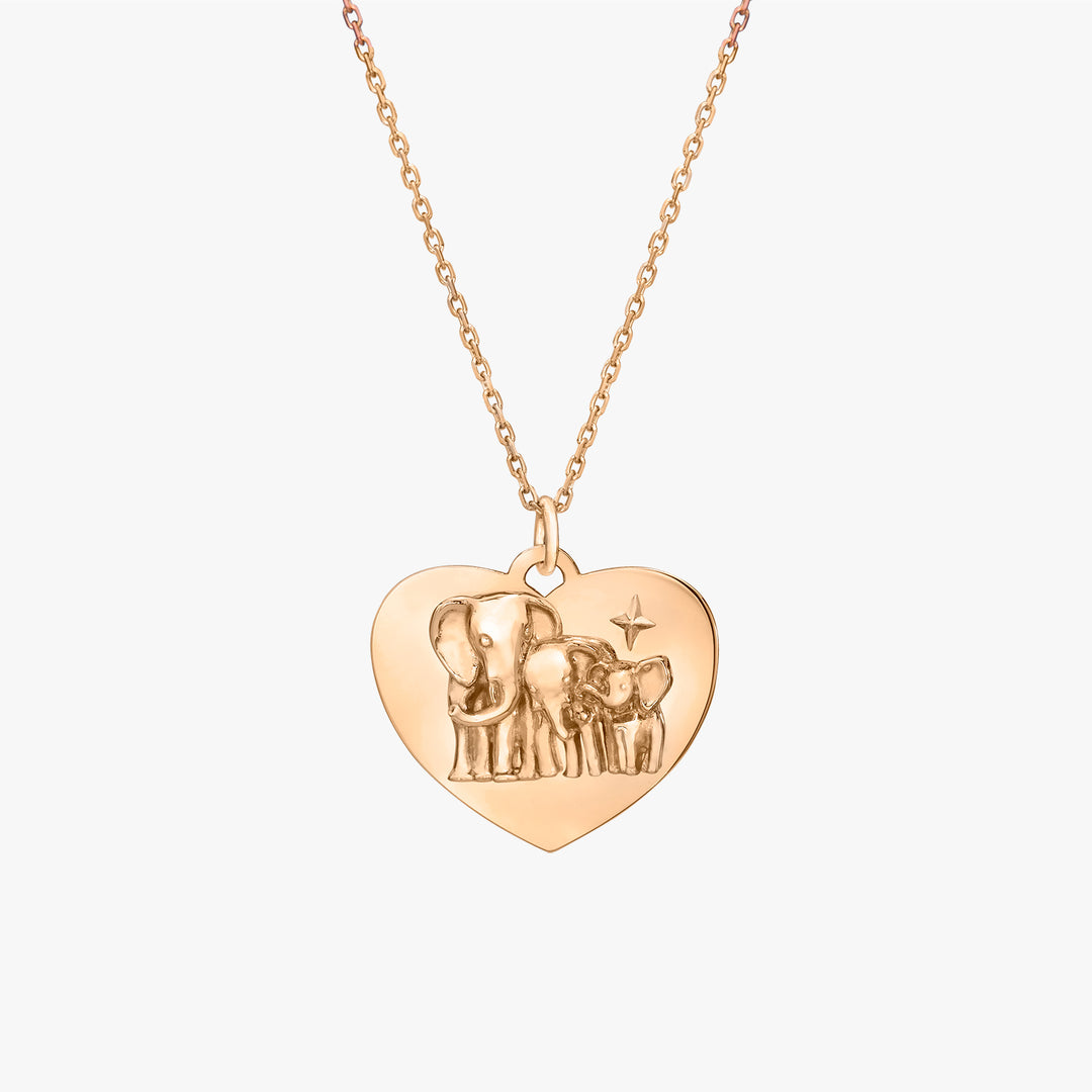 Elephants Amulet and chain 18 Karat pink gold